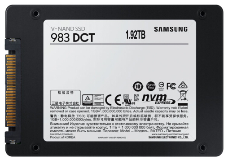 三星983 DCT 1.92TB U.2接口企业级SSD硬盘